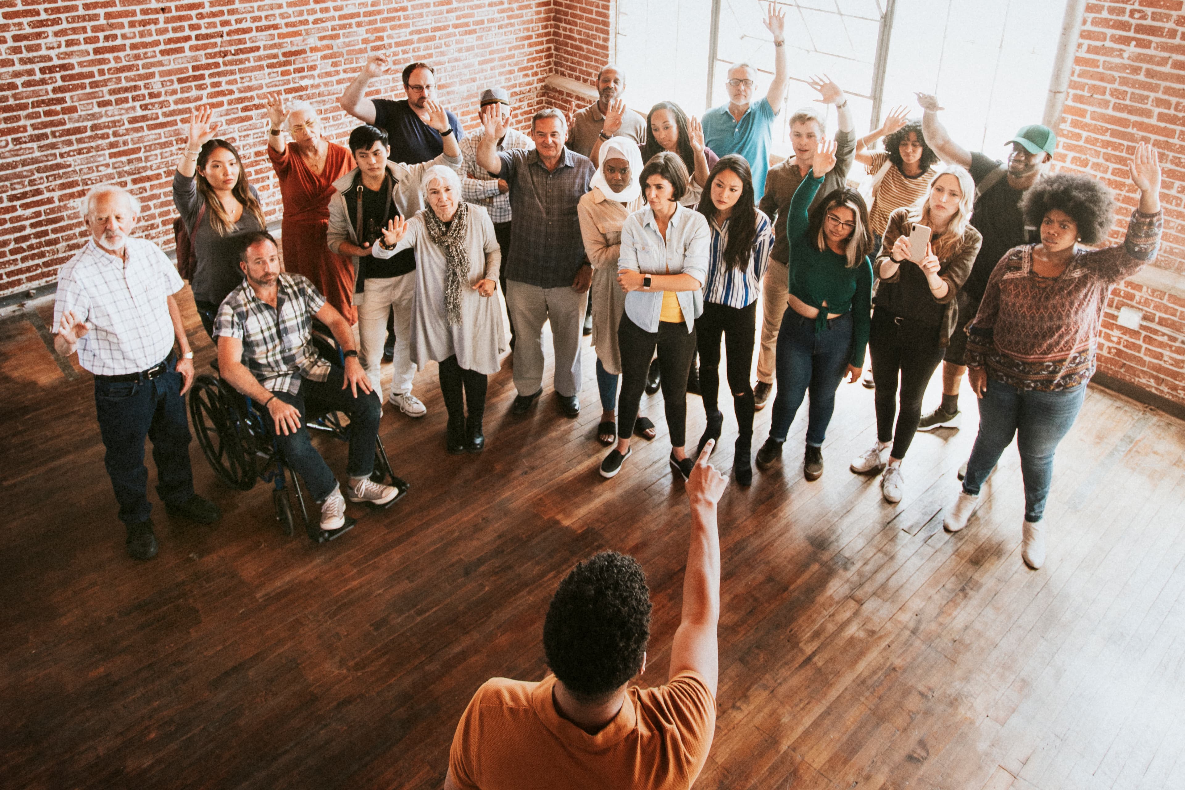 Group of diverse people in a community workshop
