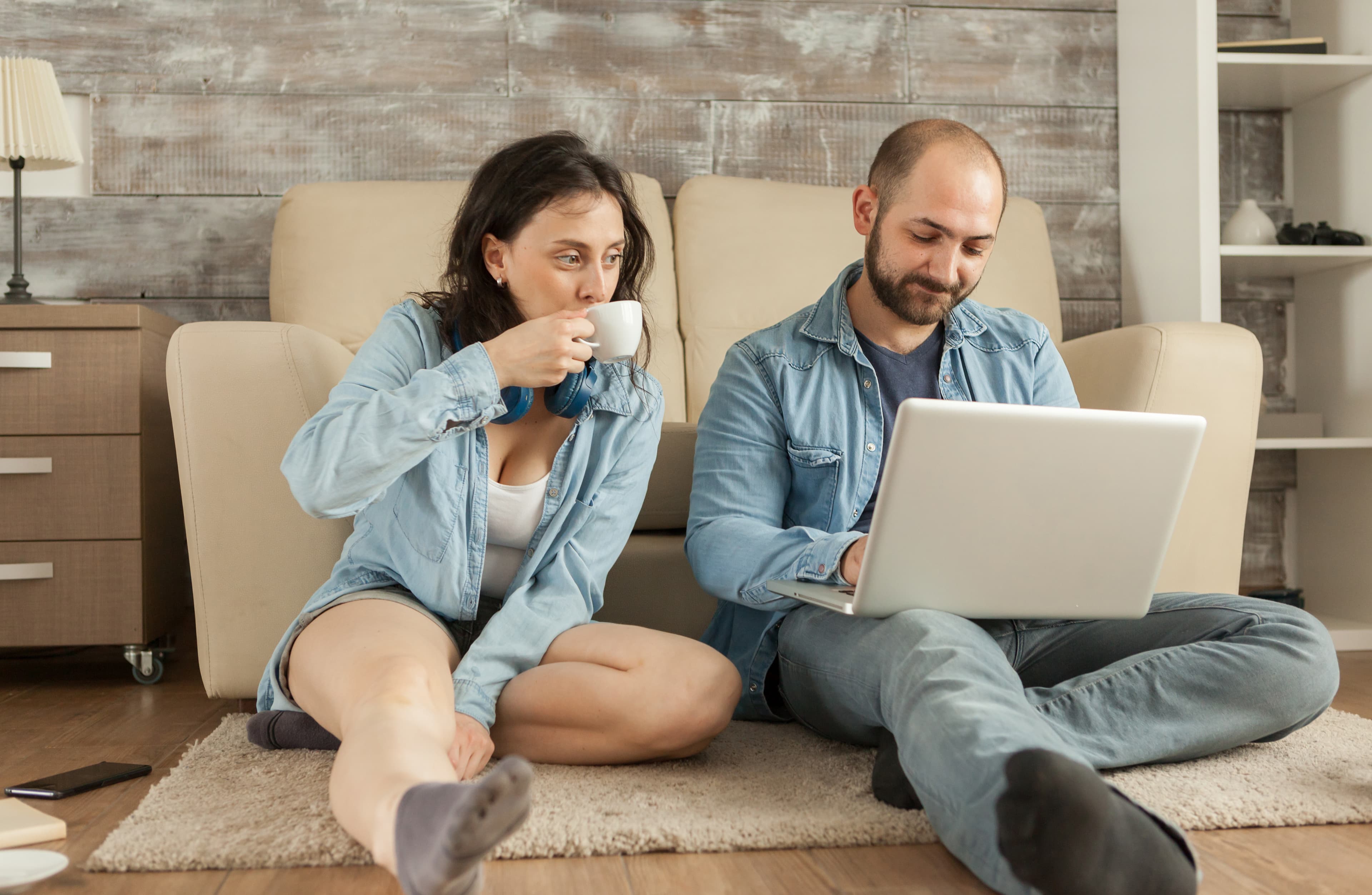 Couple using ParentPal app together on a laptop